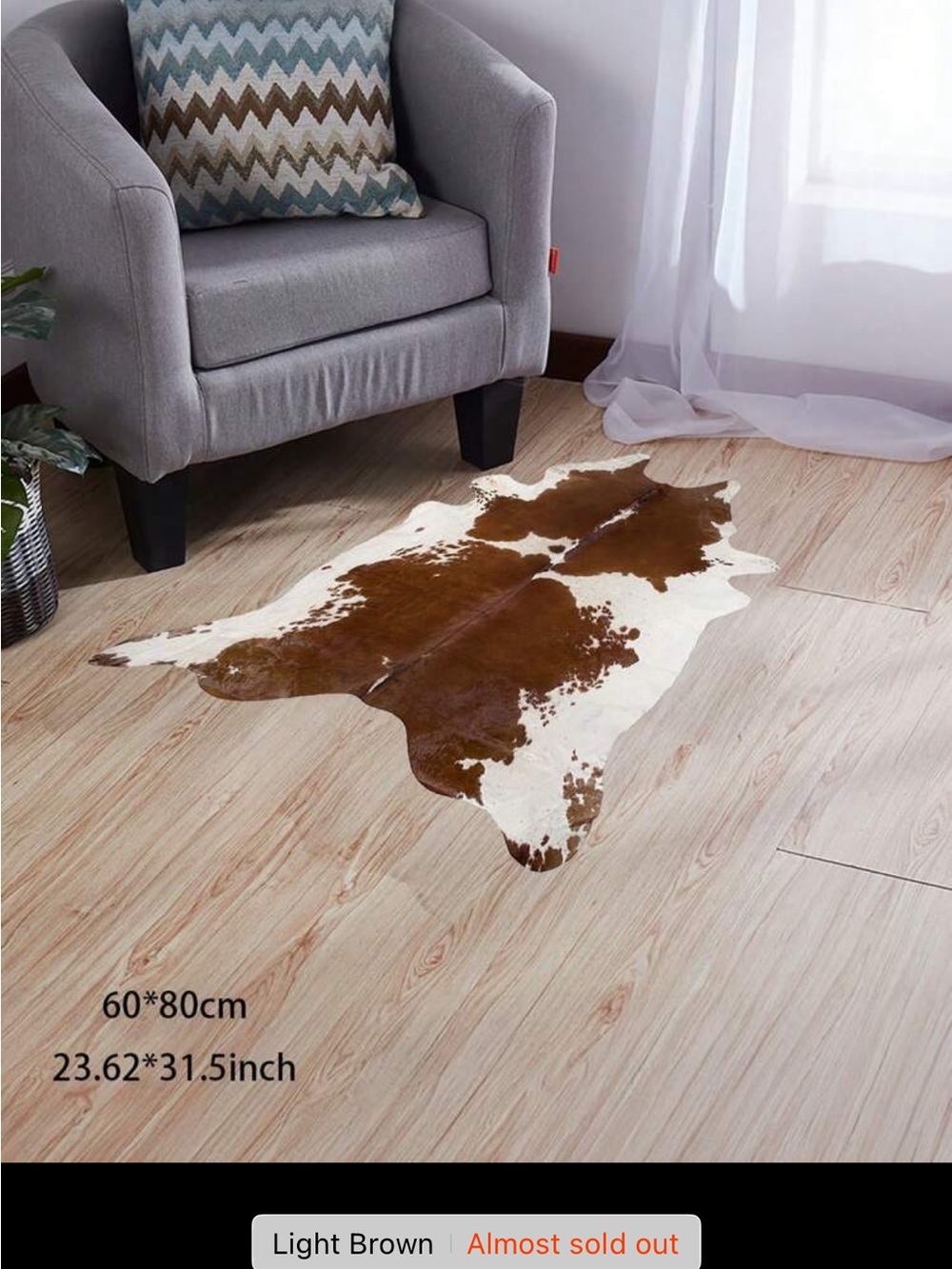 Brown and White Faux Cowhide Accent Rug - Home Wall Decor